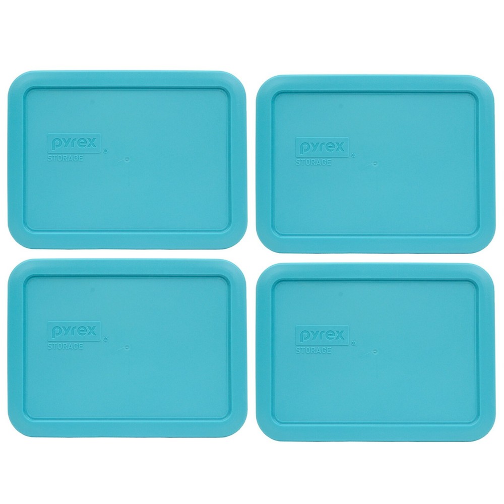 Pyrex 7210-PC Surf Blue Rectangular Food Storage Replacement Lid Cover (4-Pack)