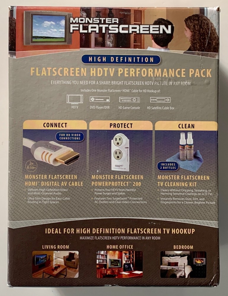 Monster Flatscreen HDTV Performance Pack - HDMI Cable, Surge Protector, Cleaning