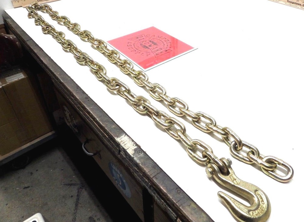 Auto Body Frame Machine Pull Chain 3/8" x 7' Grade 70 with 3/8" Grab Hook