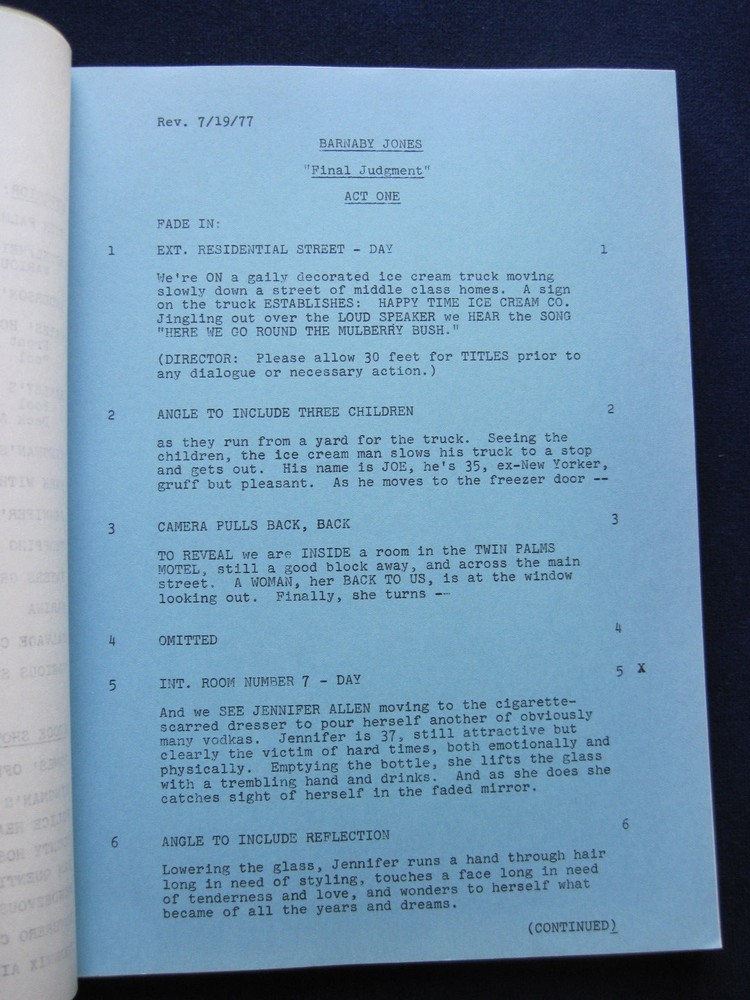ORIGINAL BARNABY JONES 2 Part TV SCRIPT Final Judgment - BRADFORD DILLMAN'S Copy