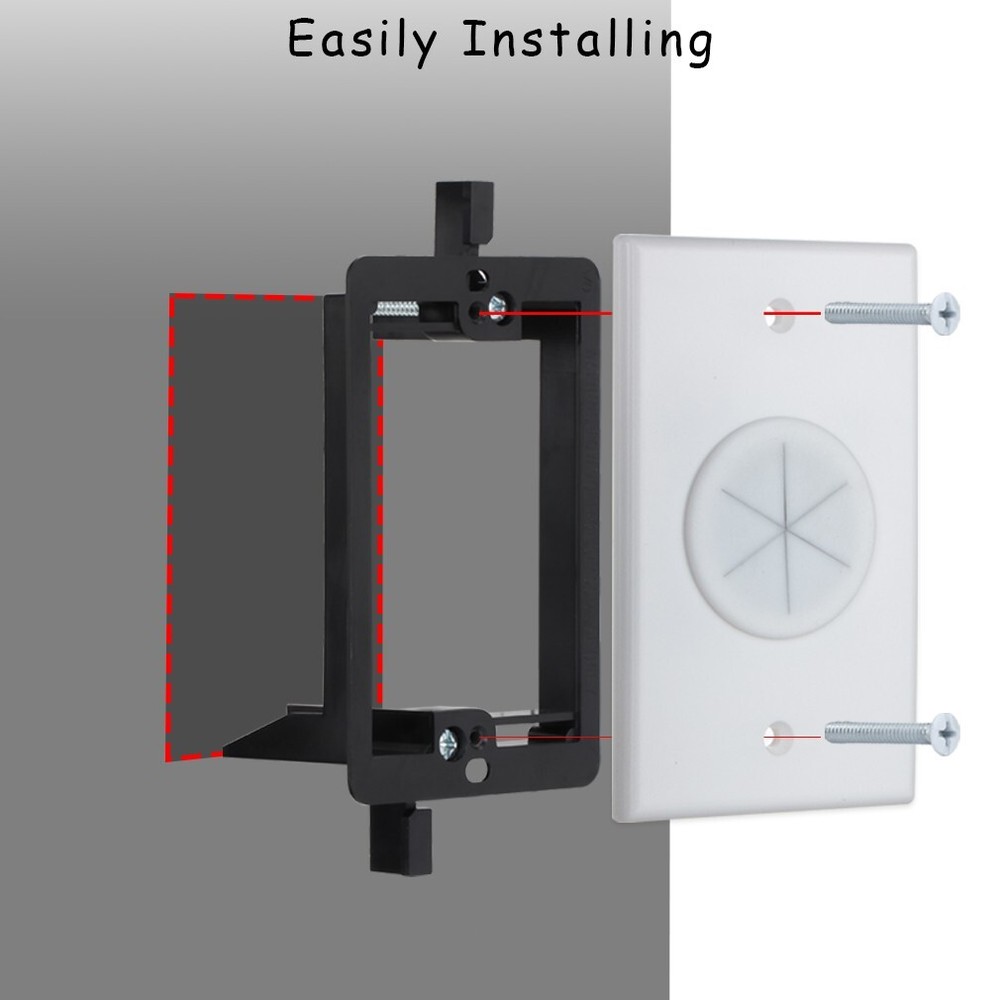 Cable Wall Plate + Mounting Bracket Round Silicone Passthrough for Cables 5-Pack