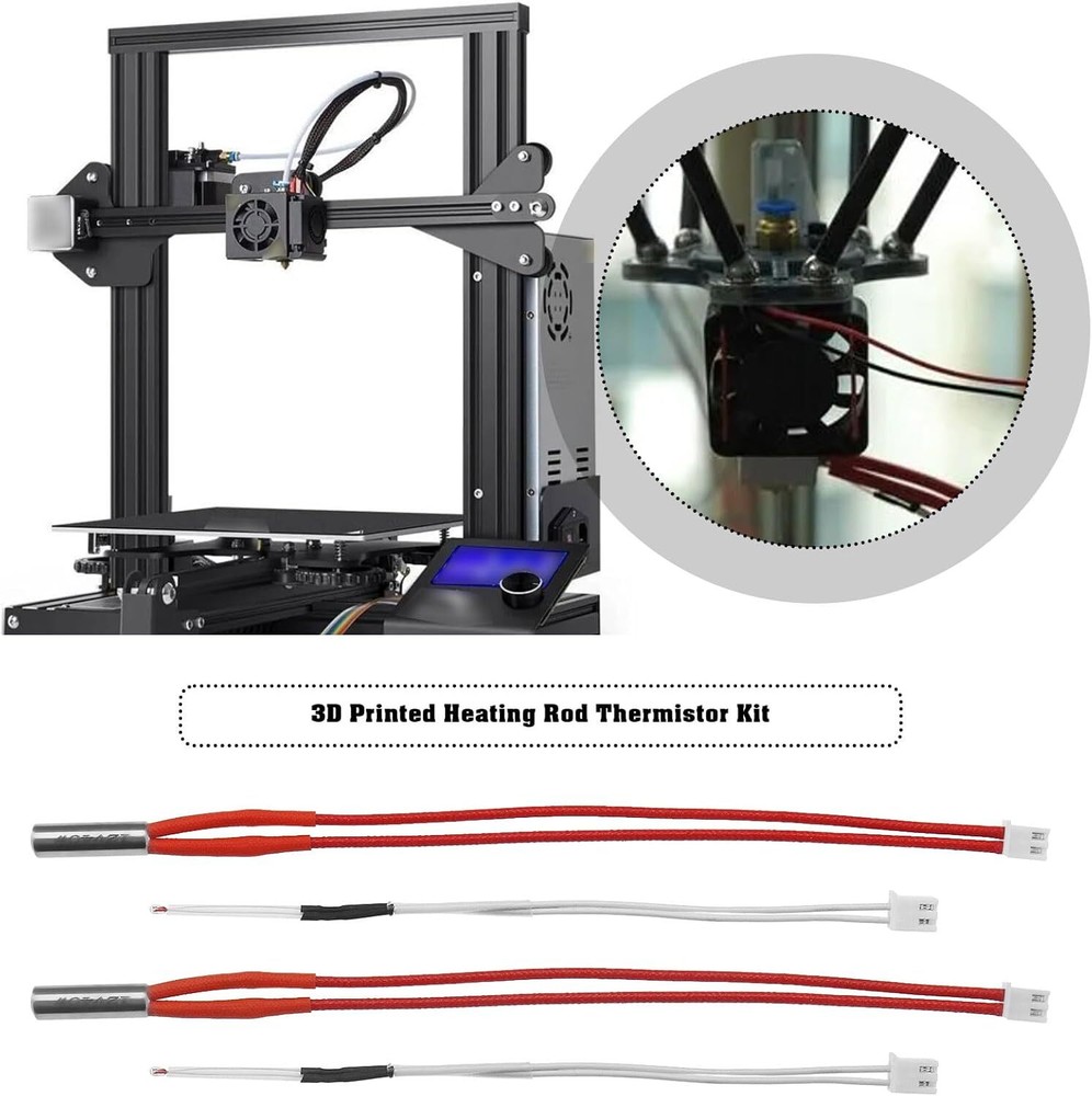 12V 40W 3D Printer Heater Cartridge and Thermistor Bundle 4 Pack Replacement
