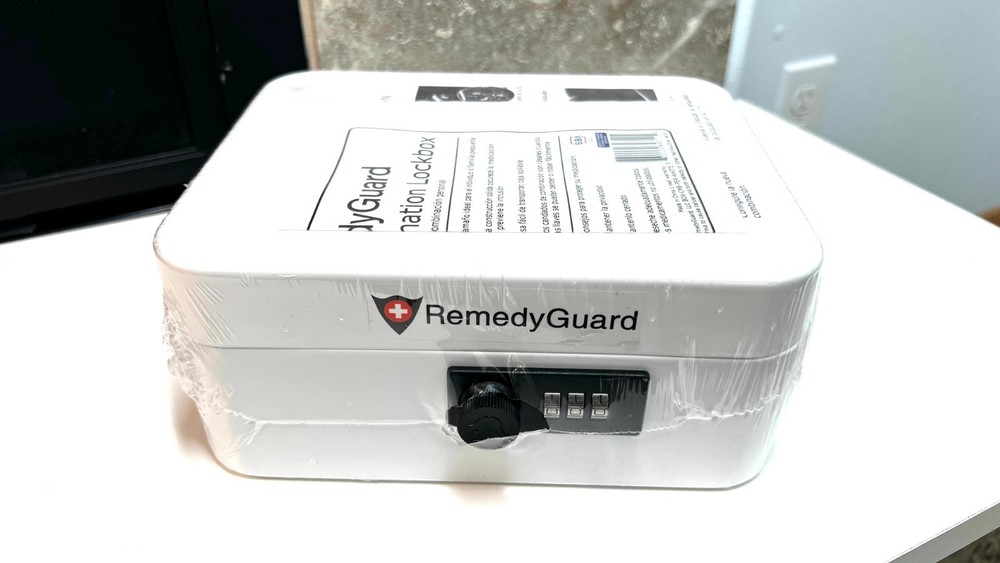 RemedyGuard Combination Lock Box White Stackable Easy Carry Solid Metal