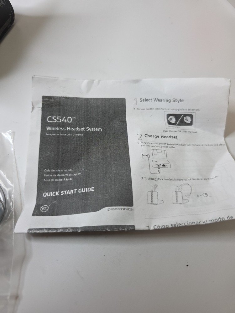 PLANTRONICS CS540 Wireless DECT Headset Black With APV-63 EHS Adapter Open Box