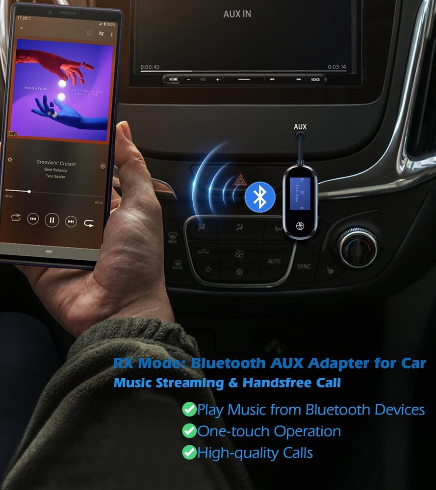 Airplane Bluetooth Adapter for Headphones LCD Transmitter for TV PC Flight