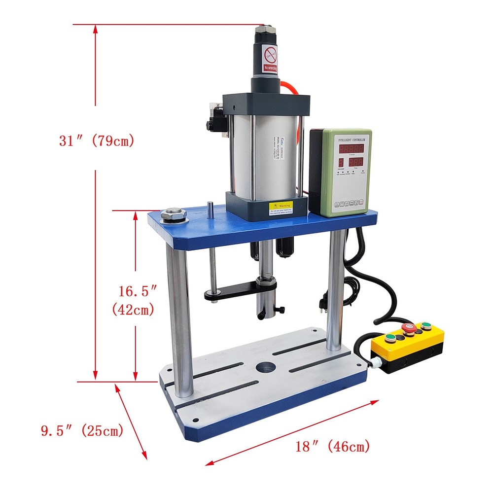1763Lbs/800Kg Pneumatic Punch Press Machine w/Controller Dual Columns Two Boards