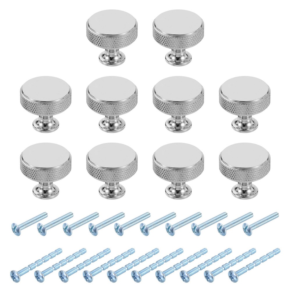 10Pcs Round Cabinet Knobs,  1.2" x 1.04" Cabinet Handles, Silver