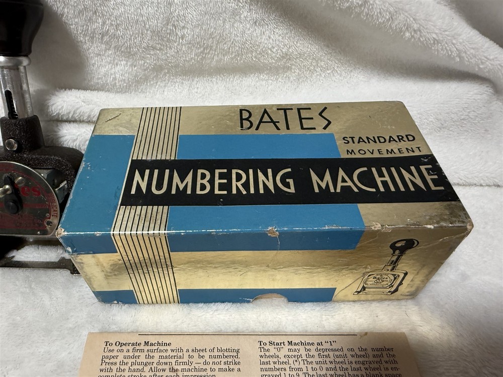 BATES STANDARD MULTIPLE MOVEMENT NUMBERING MACHINE STAMP 6 WHEEL STYLE E W/ BOX