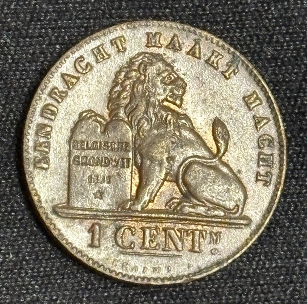 1901 Belgium 1 Centime, Mint, Some Red Luster!