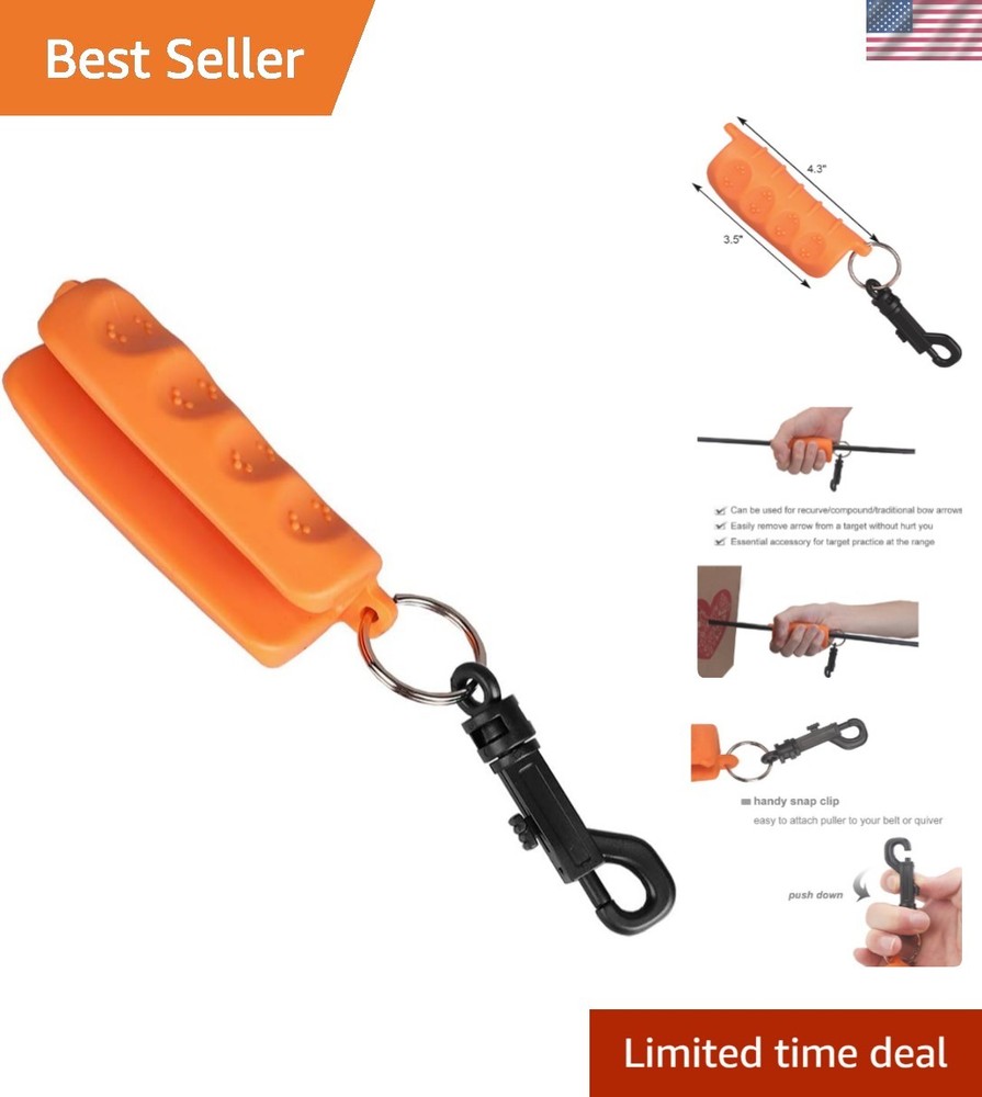 Lightweight Orange Archery Arrow Puller with Soft Grip & Belt Clip - Safe & Easy