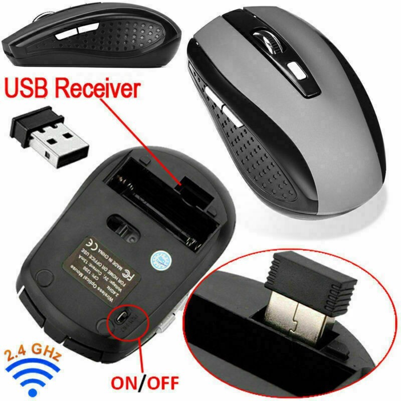 2.4GHz Wireless Optical Mouse & USB Receiver For PC Laptop Computer