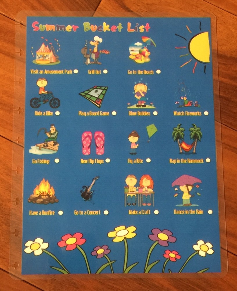 Summer Bucket List Dashboard Insert for use with Happy Planner