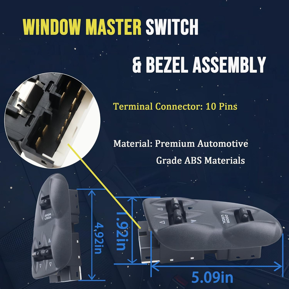 56021912AB Master Power Window Switch & Bezel Assembly Compatible with Dodge Ram