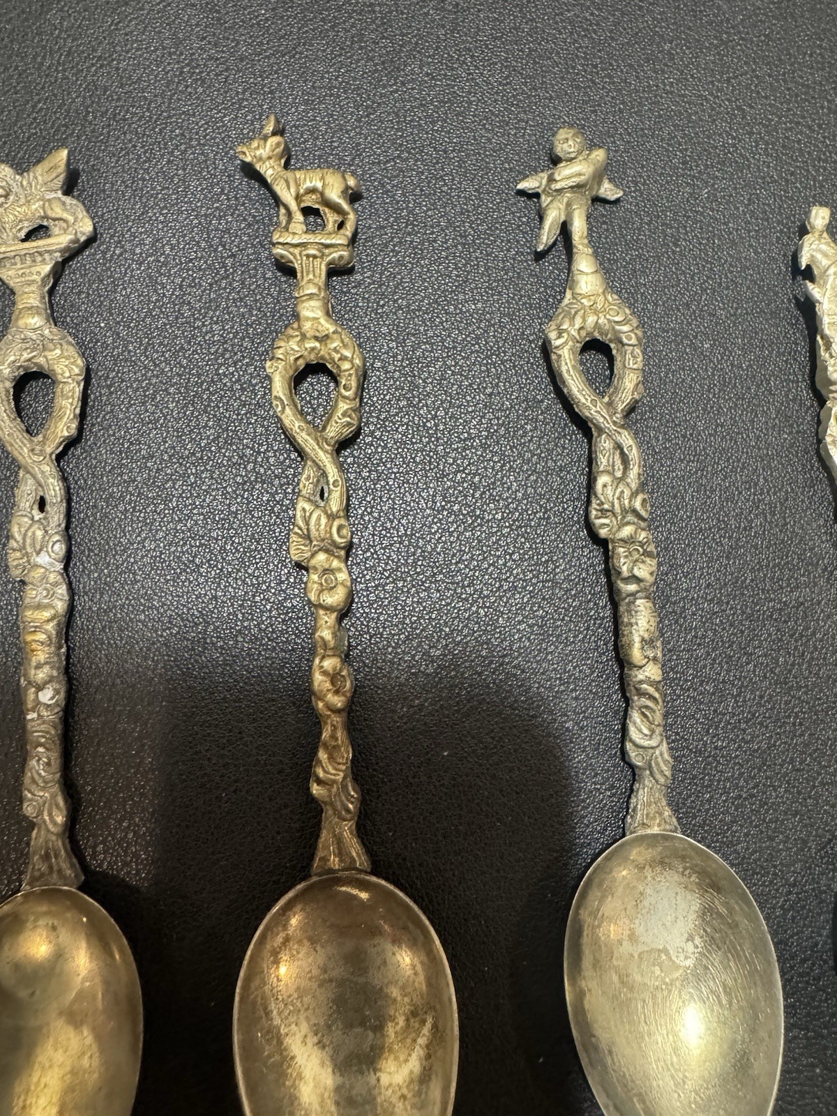 Vintage Italian Silver Plate Figural Demitasse Spoons Set 15
