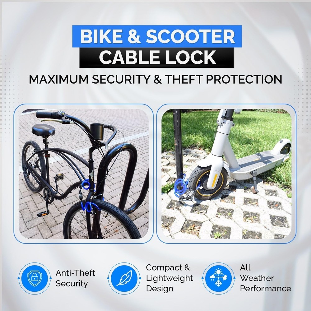 DocksLocks Security Cable Lock Set (4' or 6') Coiled, Keyless Resettable Comb...