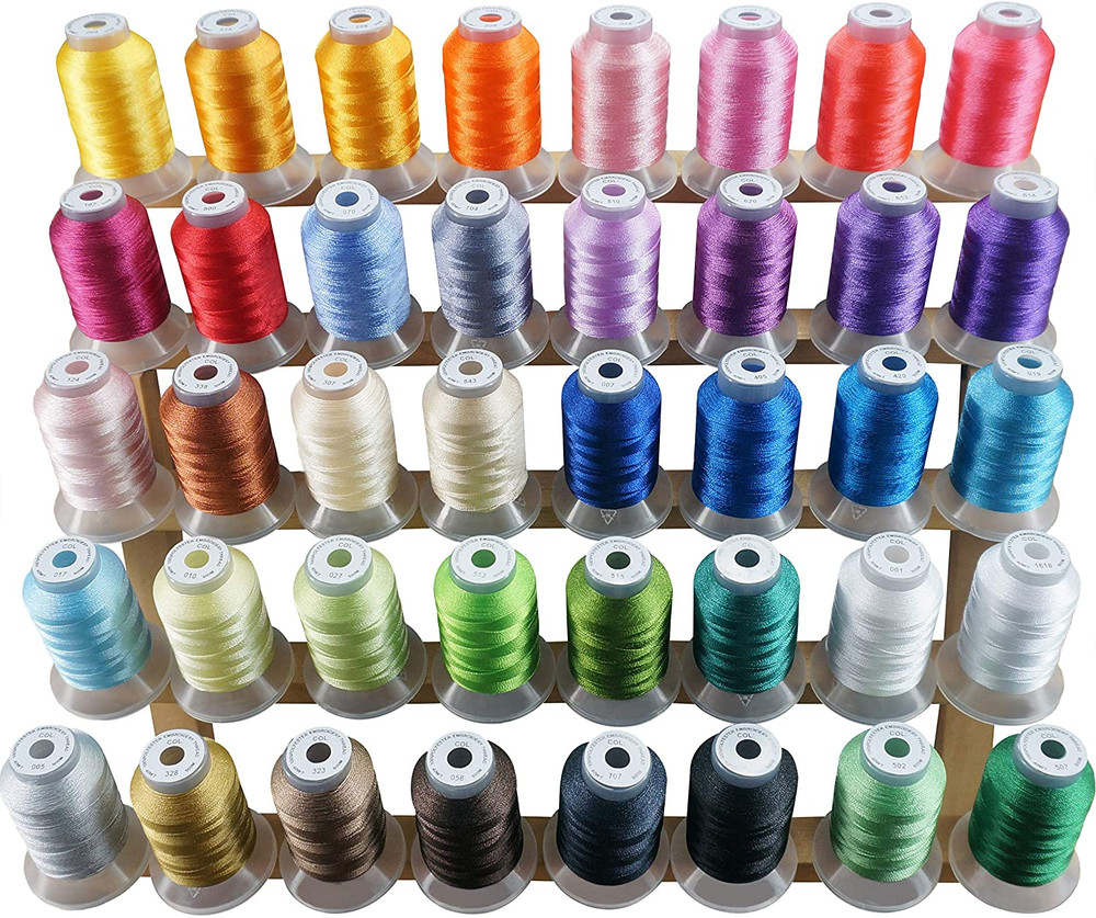 40 Colors Compatible with Brother Polyester Embroidery Machine Thread Kit 500M (