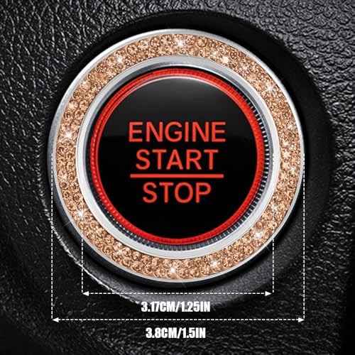 Car Engine Start Stop Decoration Ring, Car Engine Start Button 1PCS Peach