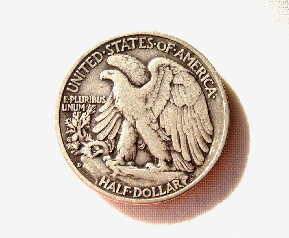 U.S. SILVER 1938 D WALKING LIBERTY HALF DOLLAR ~ MOON SILVER