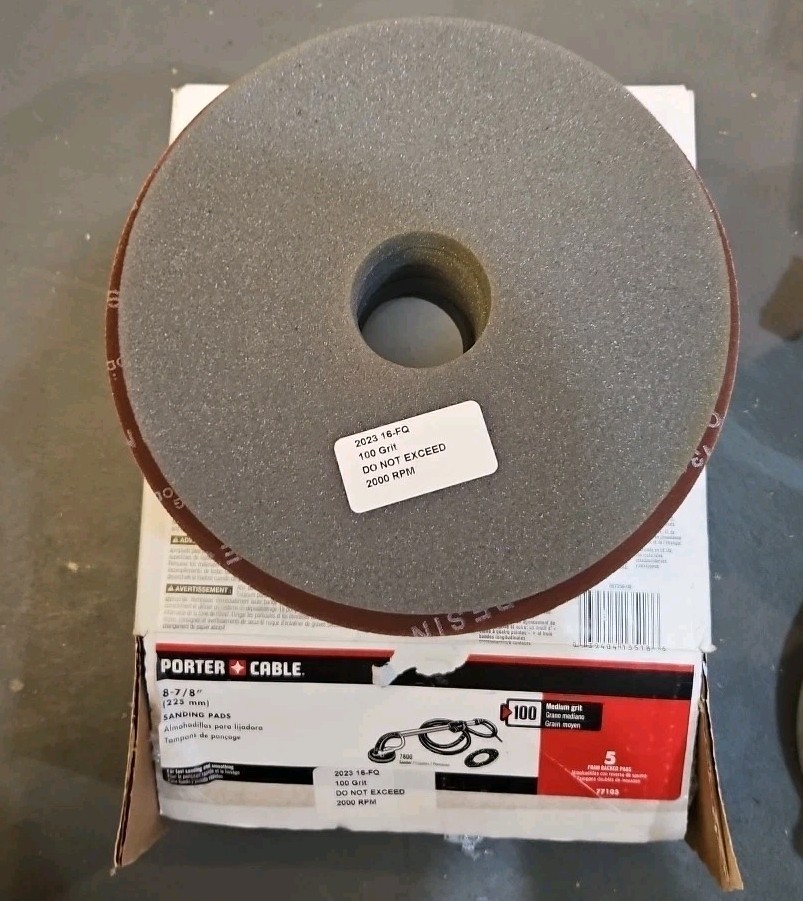 Porter Cable Drywall Sander Discs 100 Grit Foam Backing 77105 - 5 Pack
