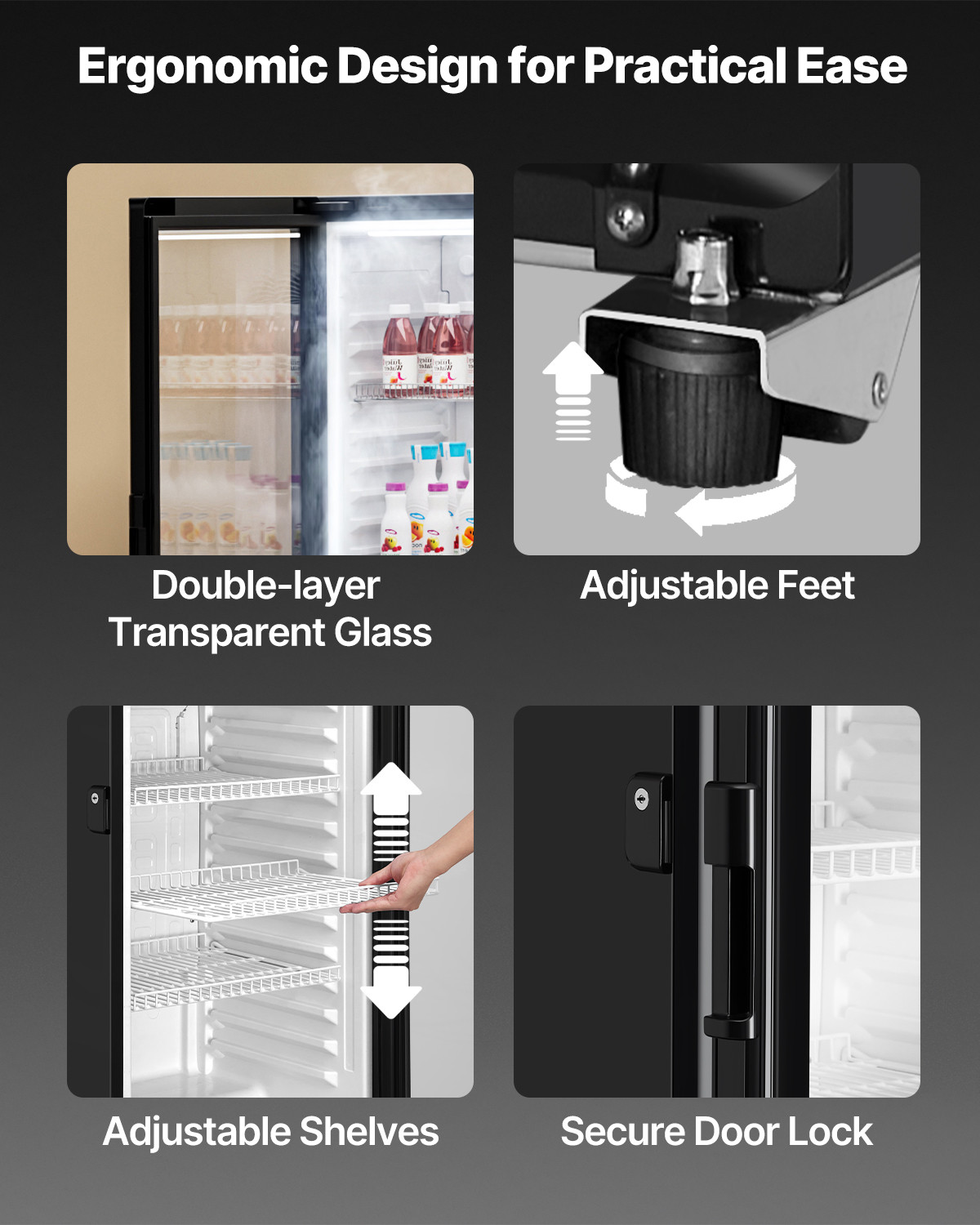 VEVOR Commercial Merchandiser Refrigerator 5.7 CU.FT Glass Door Beverage