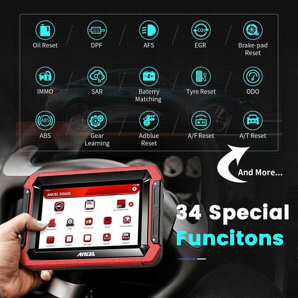Ancel OBD2 Scanner Bi-directional Auto Diagnostic Tool K-ey ECU Coding TPMS