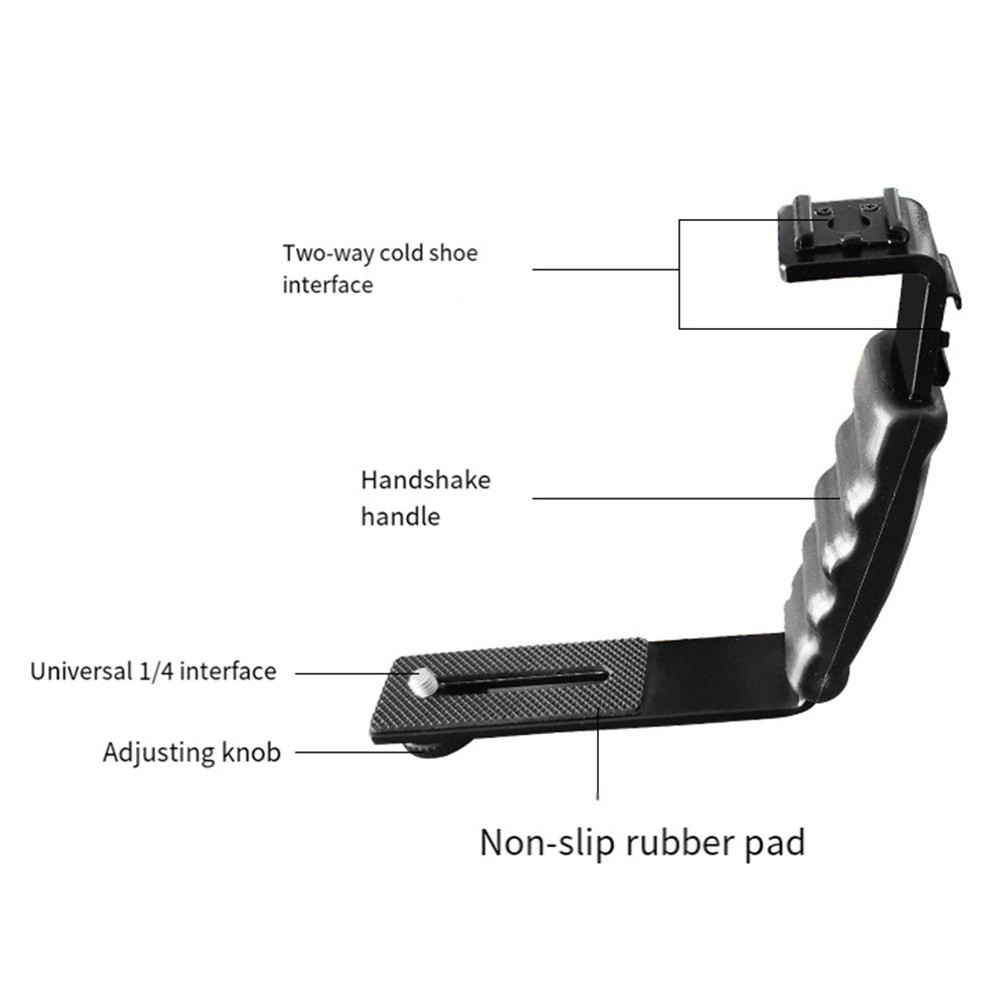Professional L-Shaped Flash Bracket Fit for DSLR Cameras with 1/4" Thread