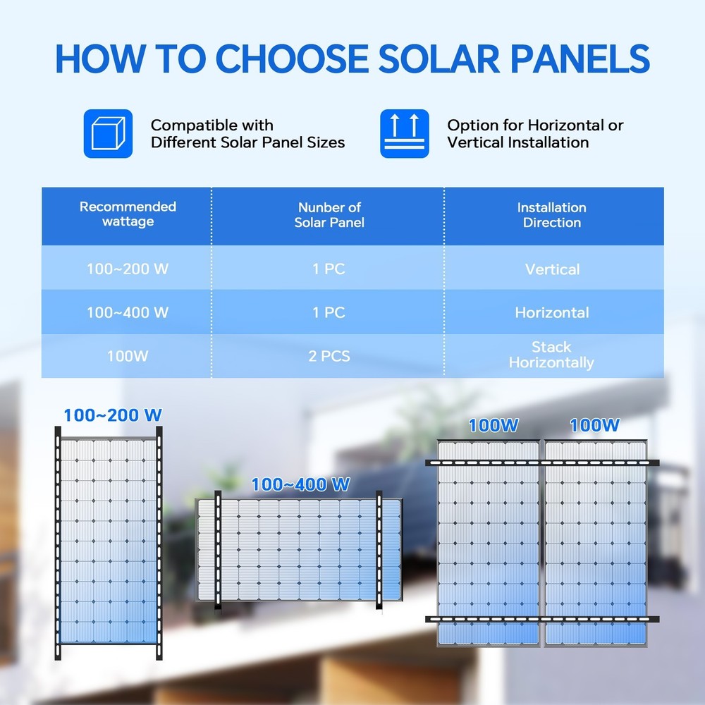 45in Adjustable Solar Panel Mounting Brackets Kit System for 8 Solar Panels