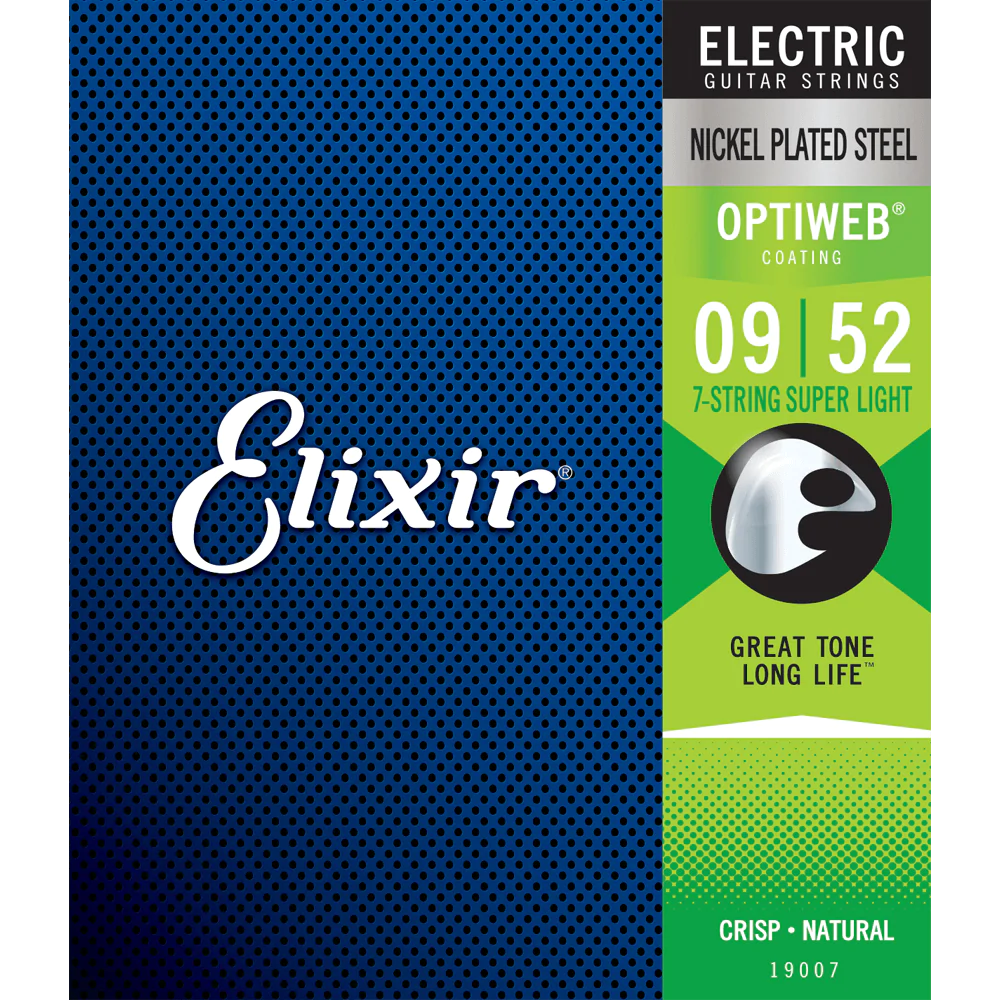 6 Sets! Elixir OPTIWEB Nickel 7-String Electric — 19007 Super Light .009-.052