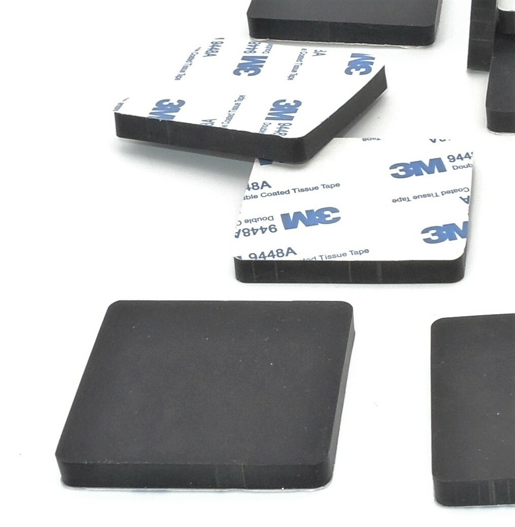 2" Square x 1/4" Thick Silicone XL Rubber Pads Rubber Feet Bumpers 3M Backing