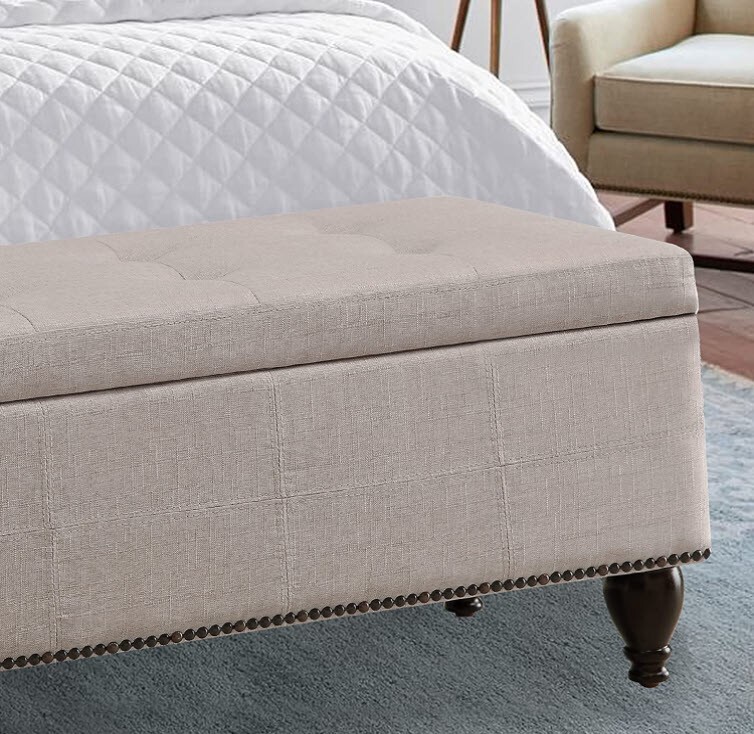 Rosevera Berta Upholstered Tufted Top Nailhead Rectangular Bench