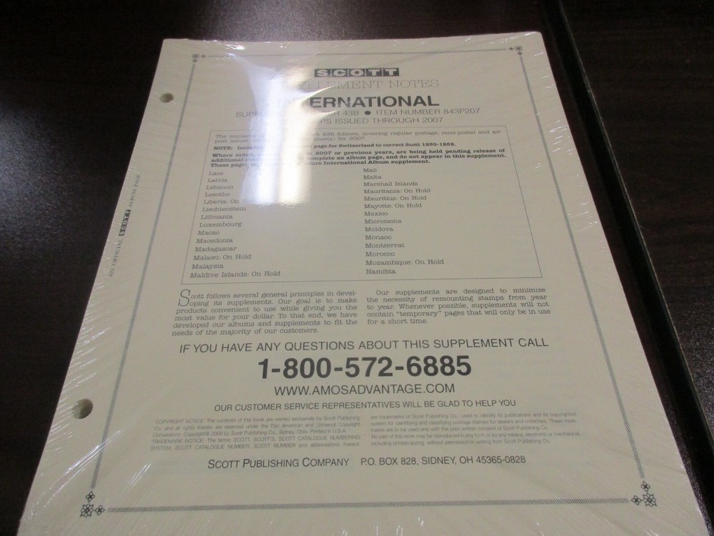 SCOTT  SUPPLEMENT NOTES  INTERNATIONAL #43B  W/FREE SHP.