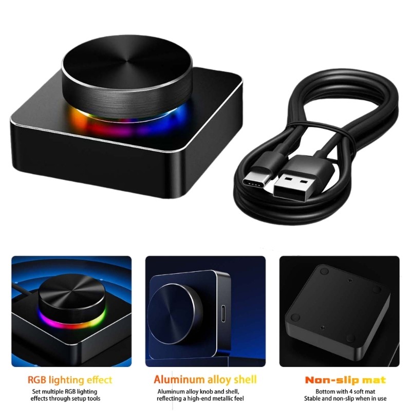USB Computer Sound Controller With Customizable Spin Action Color Switches