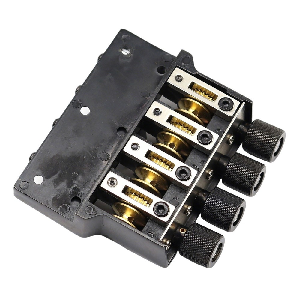Headless 4string Electric Bass Roller Tailpiece Bridge set Fixed Hardtail Saddle