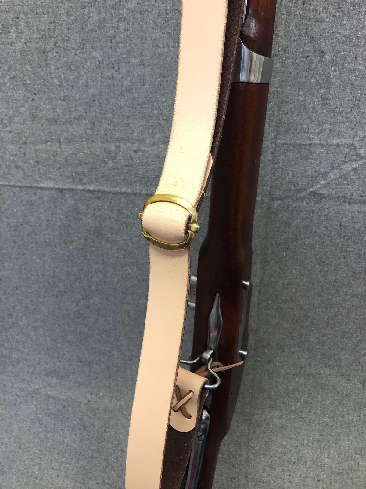 Natural Leather Musket Sling with Brass Buckle