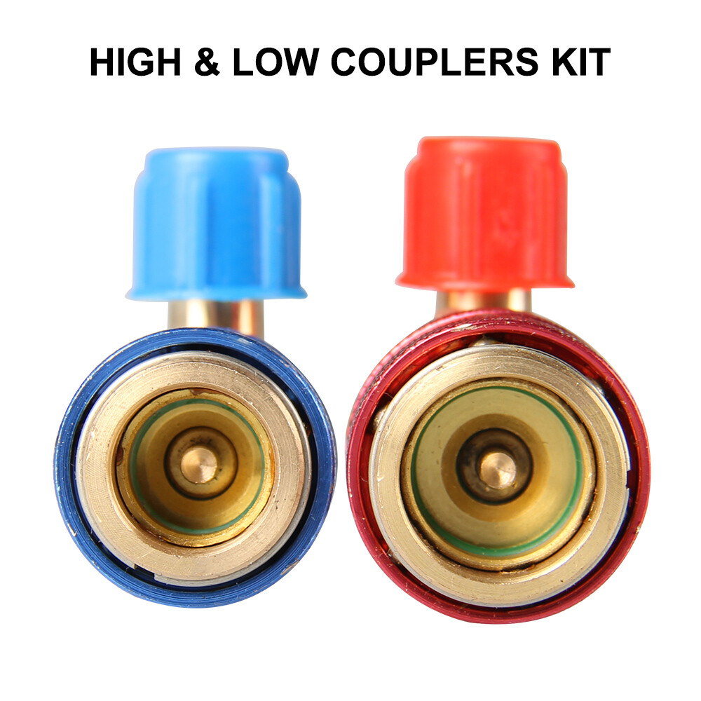 2pcs A/C Manifold Gauge Conversion Kit High/Low Angle Quick Adapte