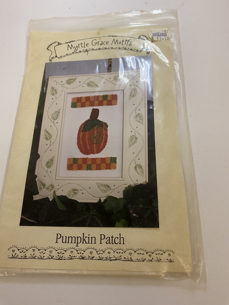 Myrtle Grace Motifs Pumpkin Patch Punch Needle Pattern & Fabric New
