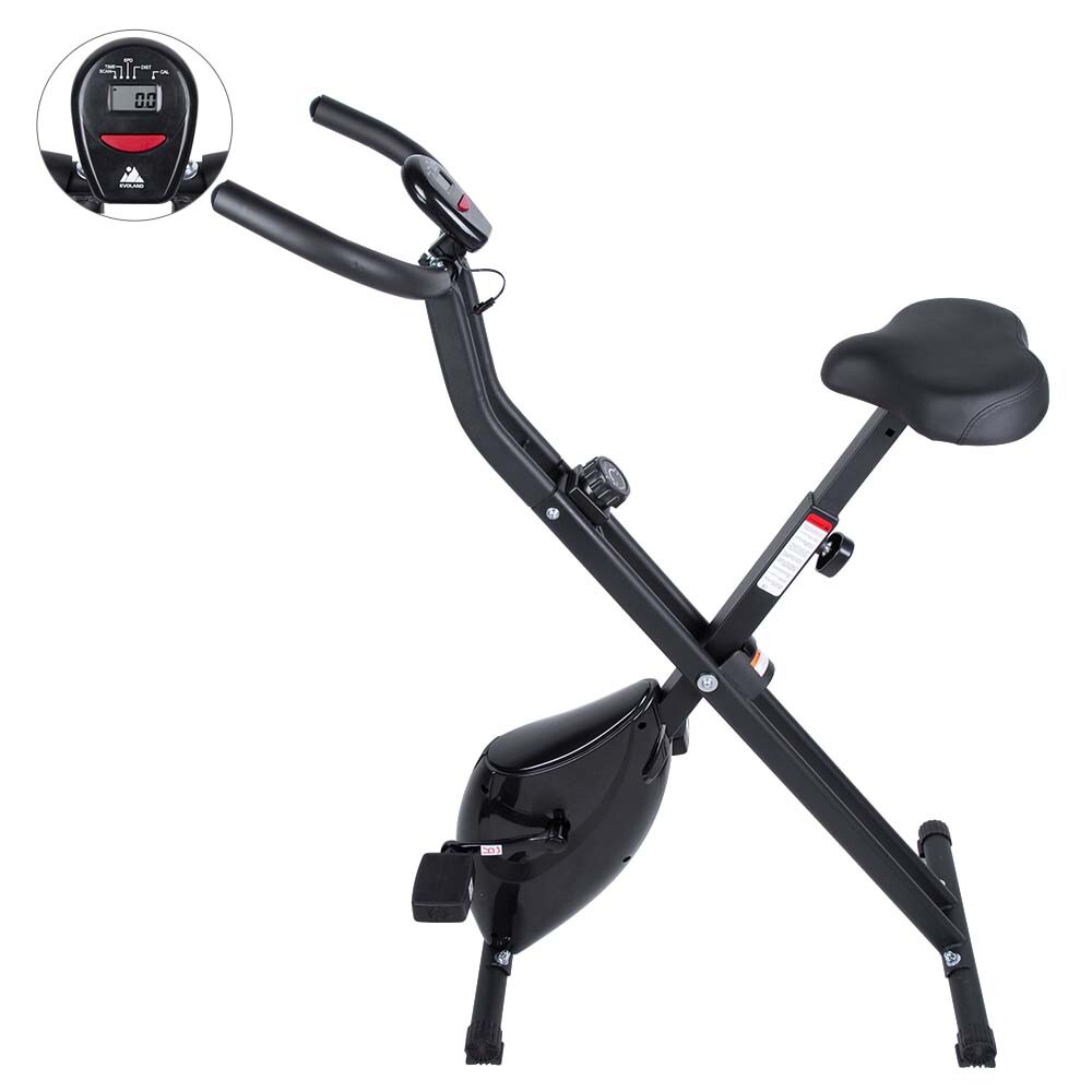 Folding Stationary Cycle Upright Indoor Cycling Exercise Bike with LCD Monitor