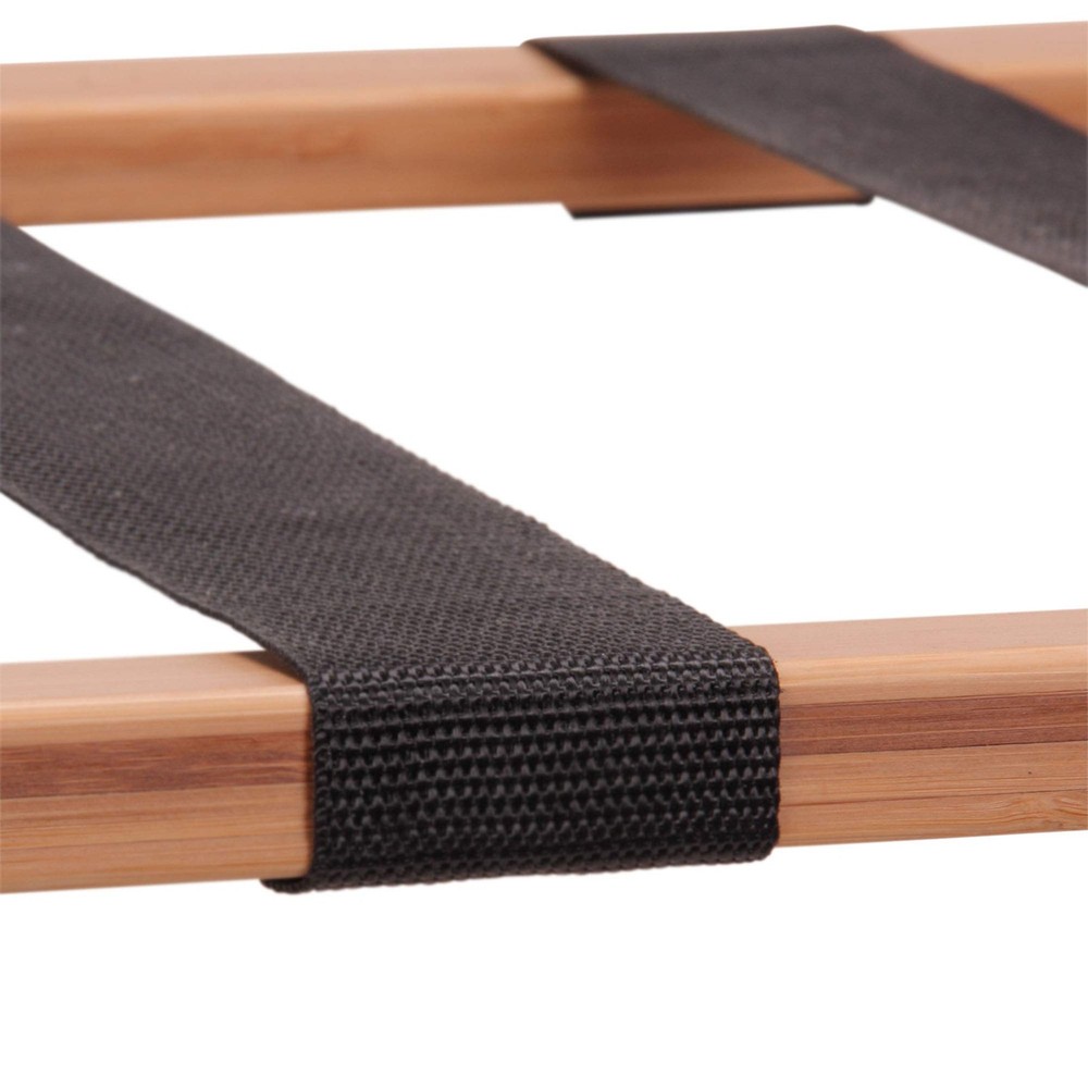 Fully Assembled Folding Luggage Rack with Lower Storage Shelf | Bamboo Frame ...