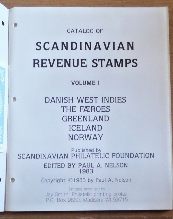 Scandinavian Revenue Stamps Vol. 1 1983 Paul Nelson Scan Philatelic Found.