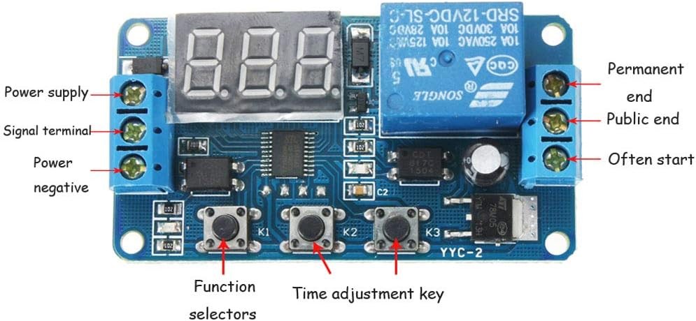DC 12V Time Delay Relay Module, 0.1Sec to 999Min Adjustable