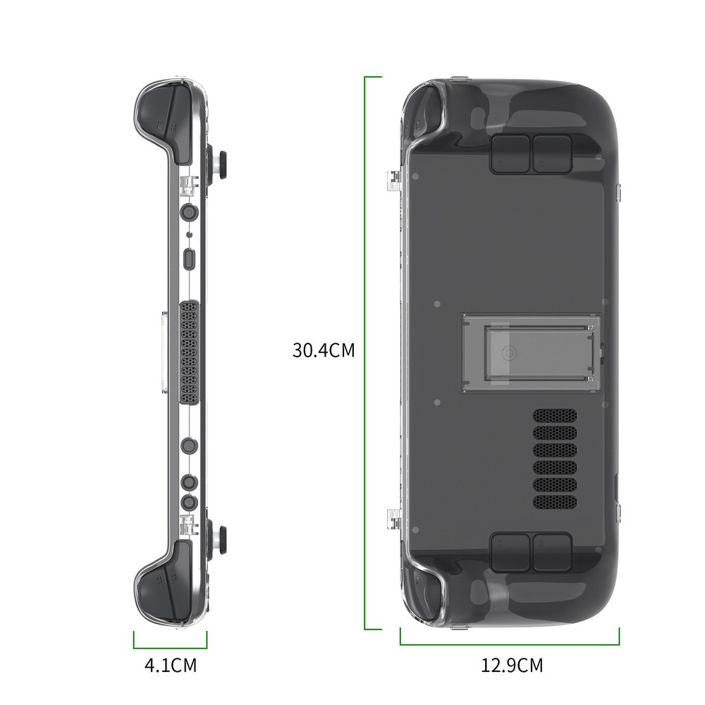 2 in 1 Crystal Clear Protective Back Case Shell for Steam Deck Game Console