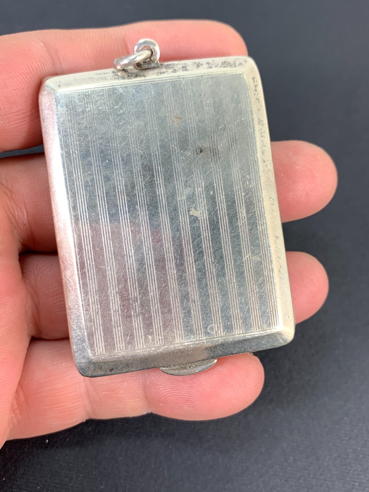 silver engine turned rectangular note/cigarette case, Birmingham 1925