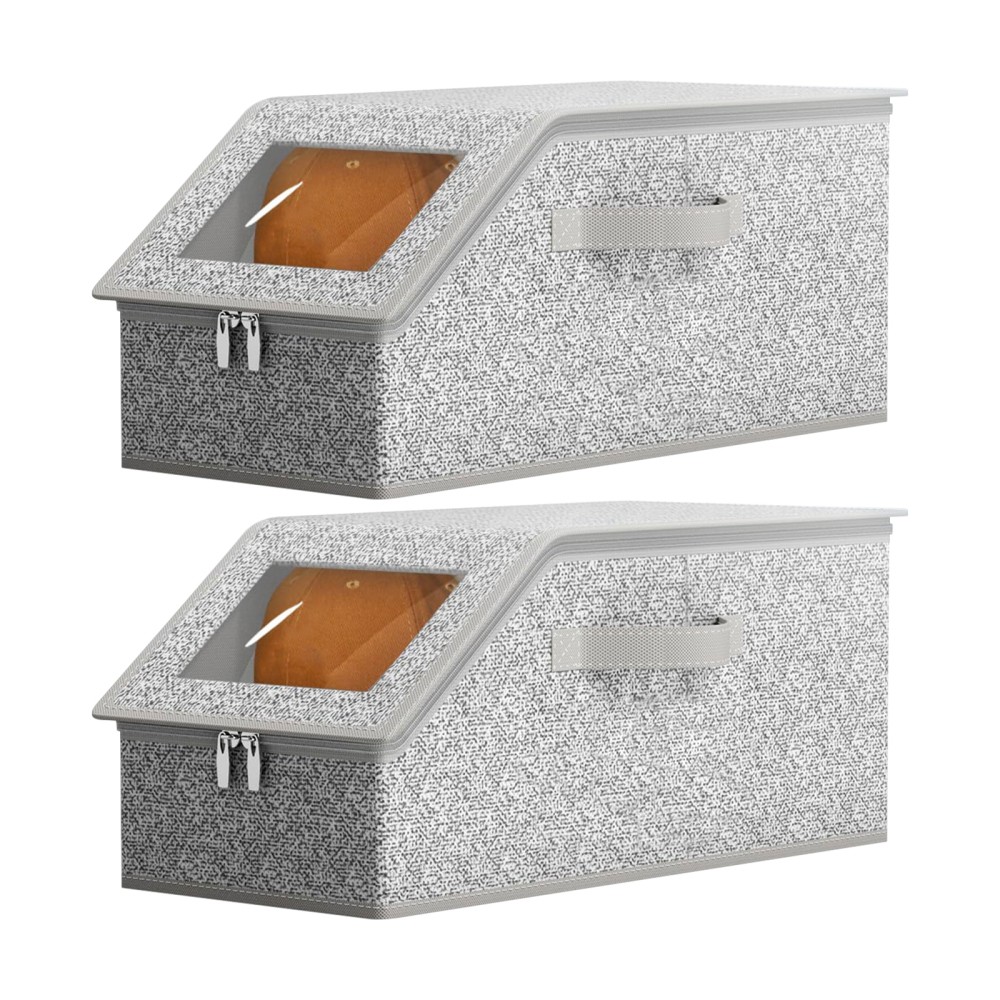 1/2 Stackable Hat Organizer for Baseball Caps Hat Storage Box Container with Lid
