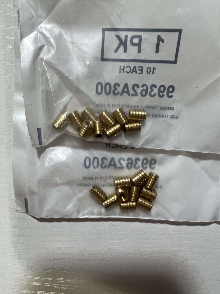 McMaster-Carr 99362A300 Brass Tapping Inserts For Plastic 6-32 Thread 2 Packs 10