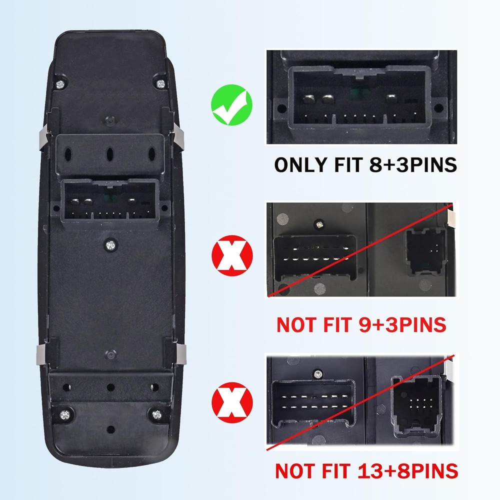 Driver Side Master Power Window Switch - 8Pins + 3Pins - Compatible with 2012-20