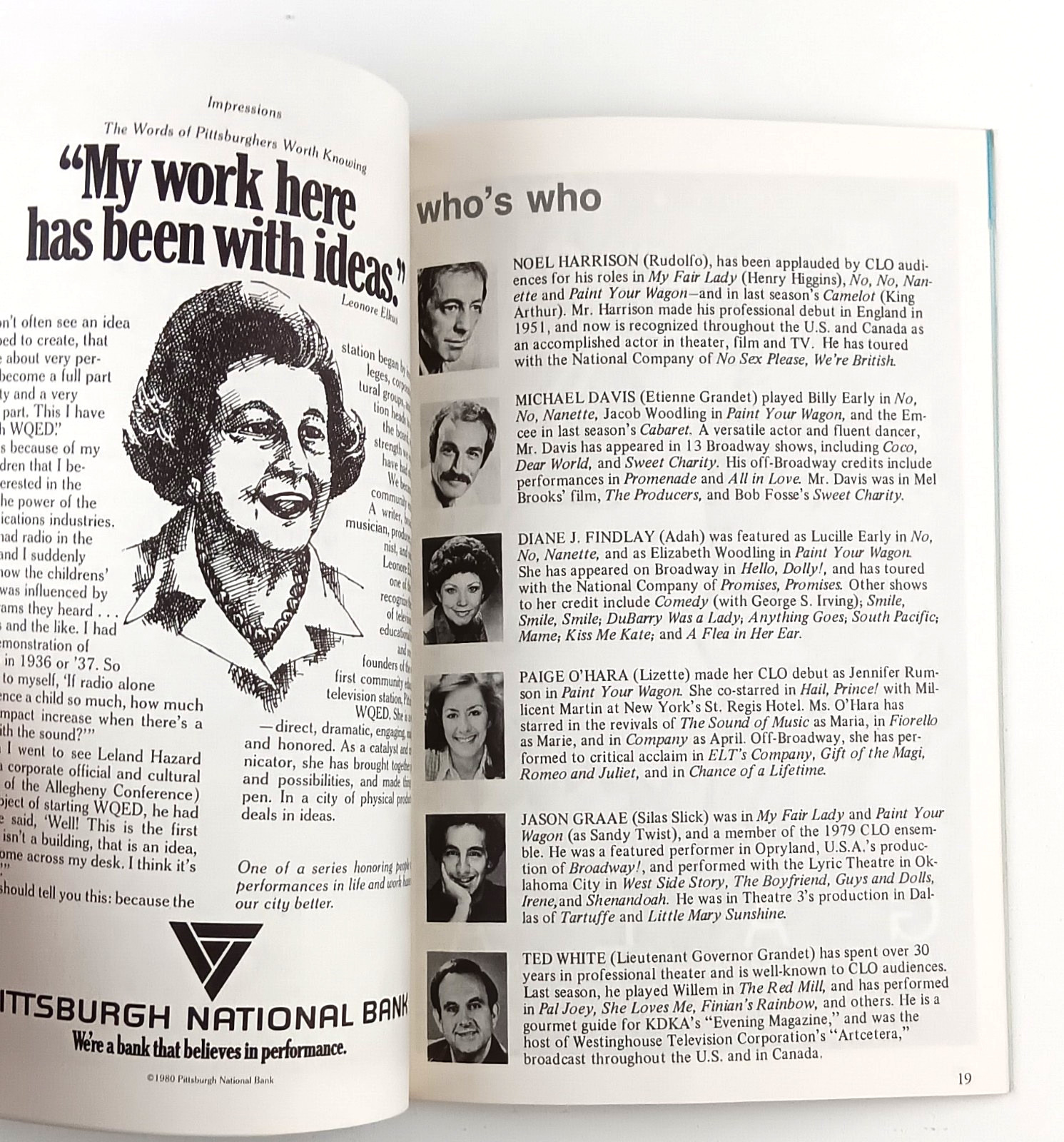 1980 Pittsburgh PA Civic Light Opera Association Naughty Marietta VTG Program