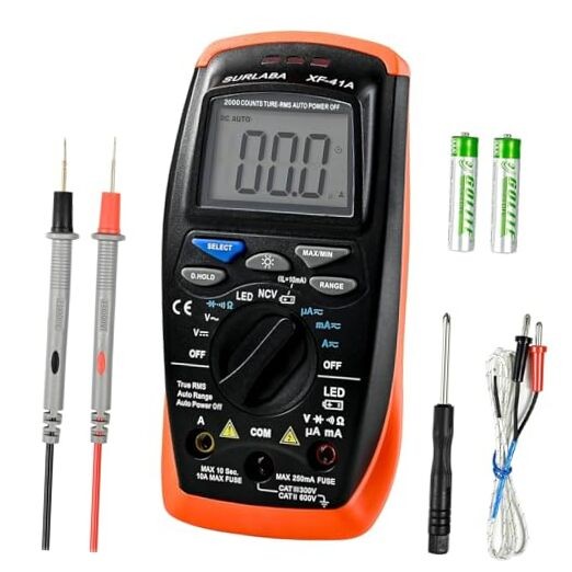 Multimeter Voltage Tester, 2000 Counts Digital Multimeter Measure with DC 41A-O