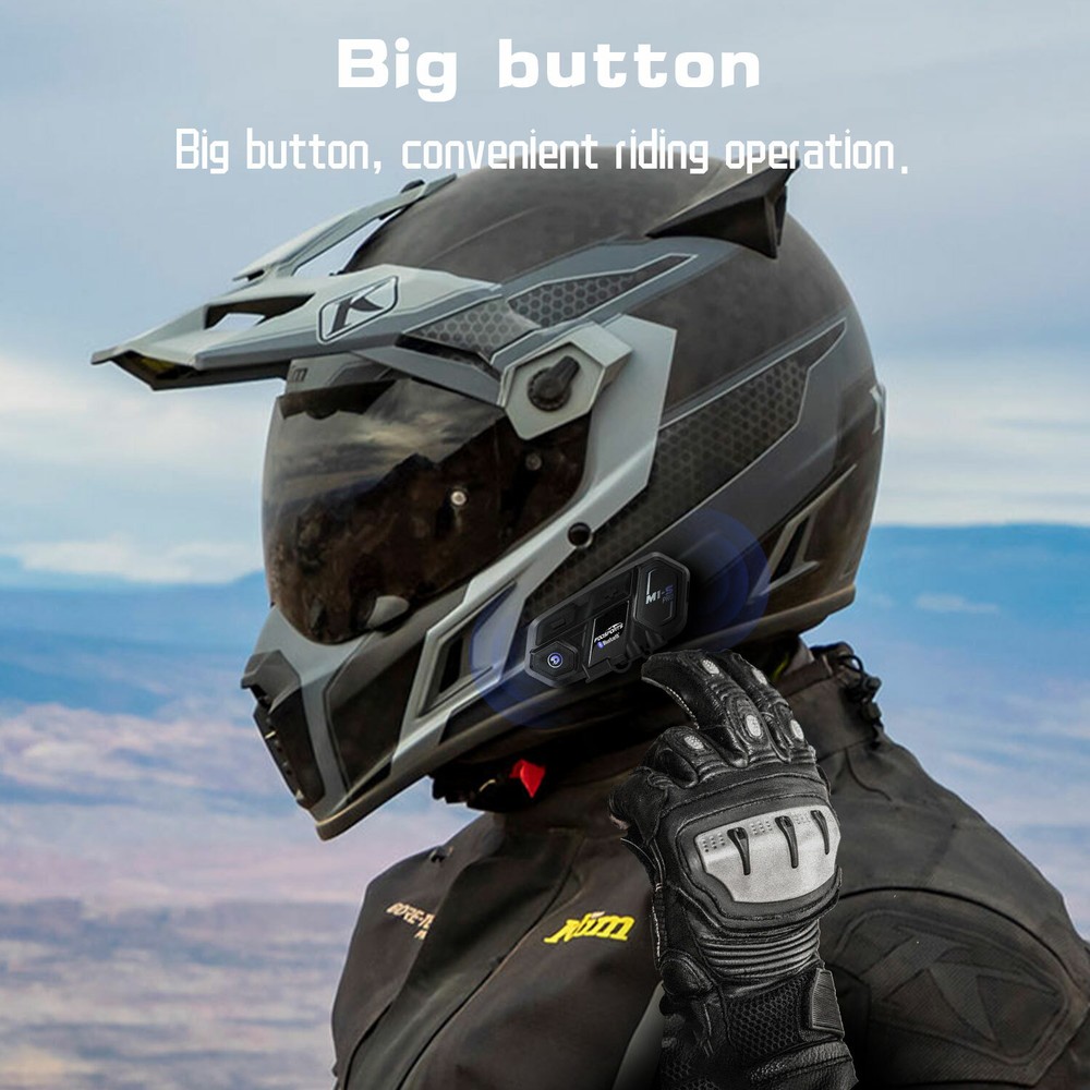 M1-S Pro Motorcycle Intercom Headset 8 Riders Bluetooth Interphone Helmet 2000m
