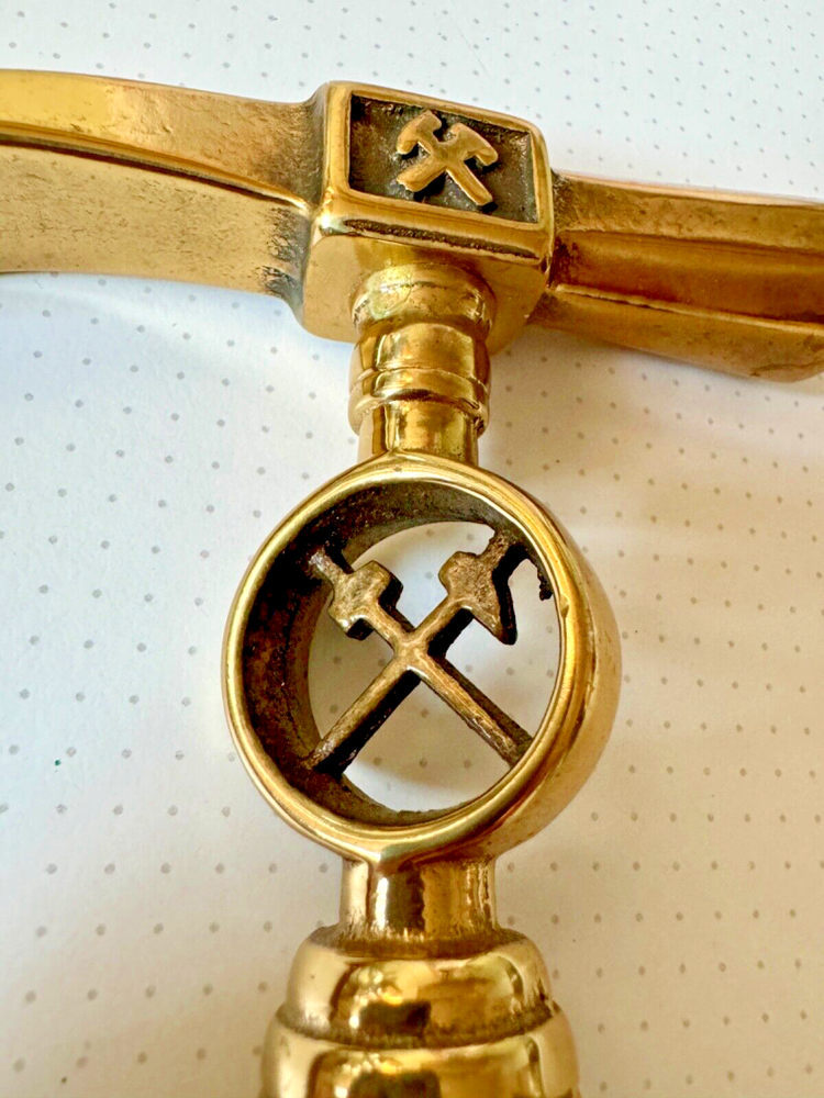 Vintage Firemans Solid Brass Claw Hammer Head Cane Handle- Engraved- Unique 50s