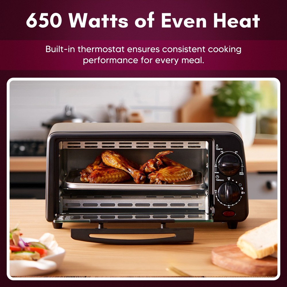 2 Slice Toaster Oven with Time and Temp Knobs
